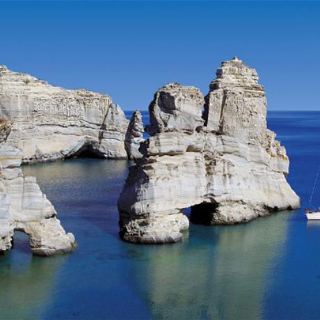 Kleftiko beach; impressive rocks, formed by geological transformations, XYLOKERATIA (Settlement) MILOS