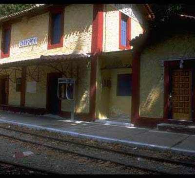 A view of the 'odondotos' (rack-and-pinion) railway station at Kalavryta KALAVRYTA (Small town) ACHAIA