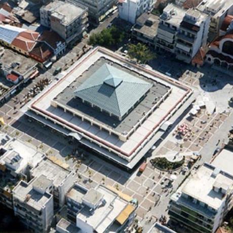 Karditsa, aerial photo of the municipal market building, KARDITSA (Town) THESSALIA