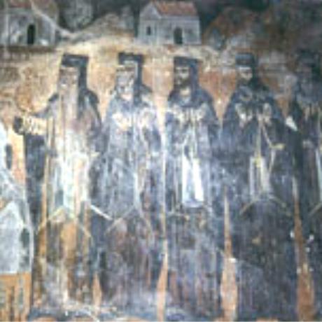 Lambia, Monastery Chryssopigi at Divri (Kato), the well-kept murals of the church of the church of the Dormition of the Virgin (Koimiseos Theotokou), LAMBIA (Village) ILIA