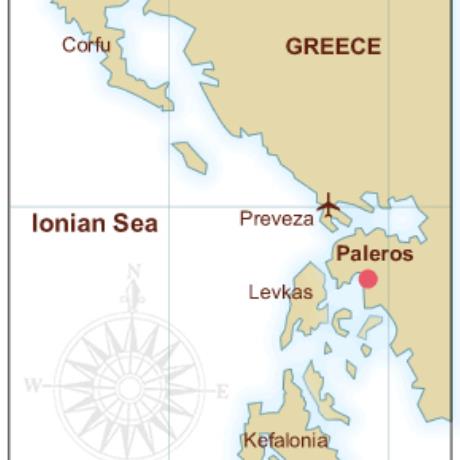 Paleros, a map of the area which is located in the N.E. edge of Etoloakarnania Prefecture, PALEROS (Small town) AKTIO - VONITSA