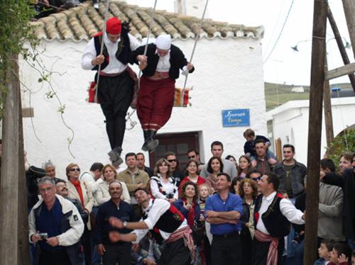 A 'Kounies' (swings) traditional custom at a fair in Kythnos KYTHNOS (Island) KYKLADES