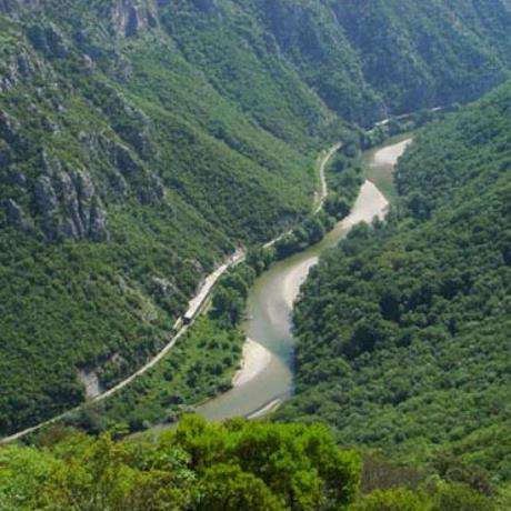 A panoramic view of Nestos - a most important river of Greece; it rises from Bulgaria and discharges itself to the Thracian Sea, NESTOS (River) GREECE