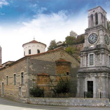 Lagadia, the stone Tower clock of the Church of Taxiarches, LAGADIA (Village) LAGADIA