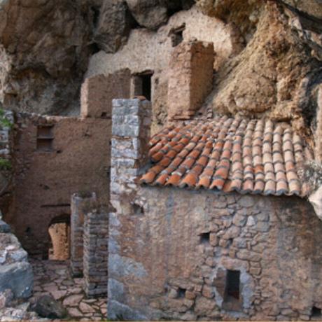 Atsicholos, Monastery Kalamiou - the church of the old monastery has been built inside the rock, ATSICHOLOS (Village) GORTYS