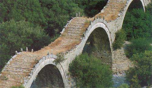 Kipi, one of the picturesque stone bridges spanning the river Voidomatis  KIPI (Village) ZAGORI