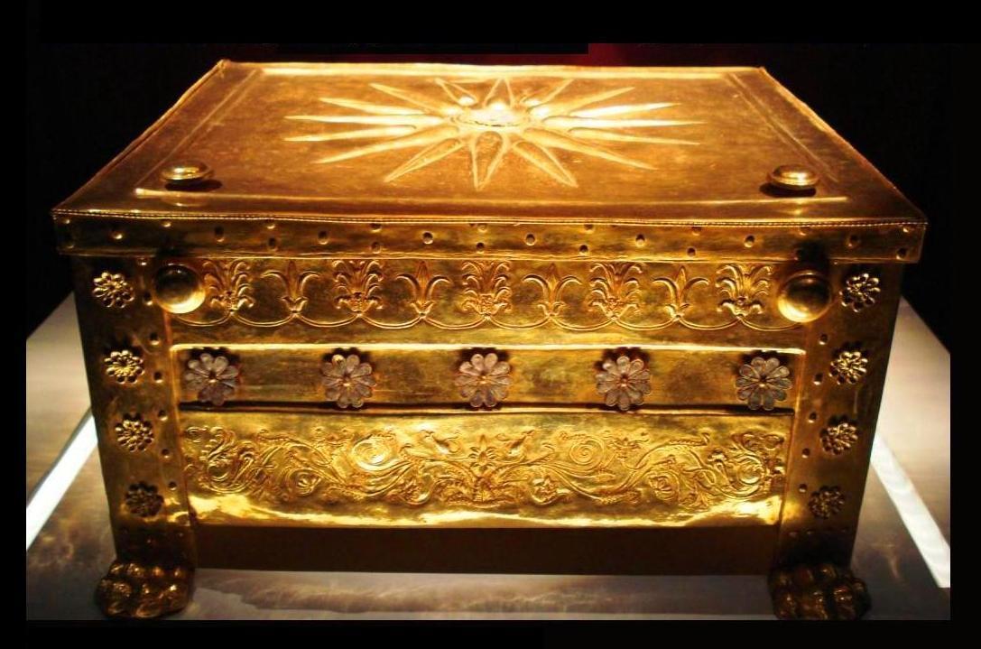 The gold larnax that contained the charred bones of king Philip II EGES (Ancient city) IMATHIA