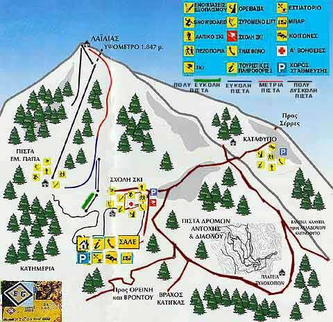 Lailias, a map of the ski centre LAILIAS (Ski centre) SERRES