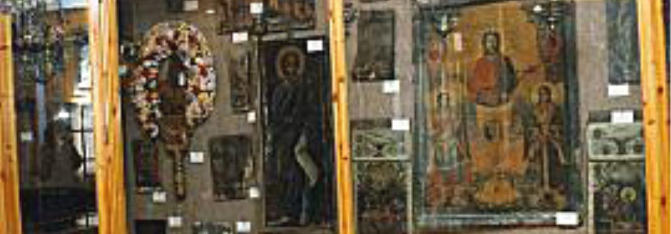 The monument of the Holy Virgin in the Municipal Library has rare icons & religious books