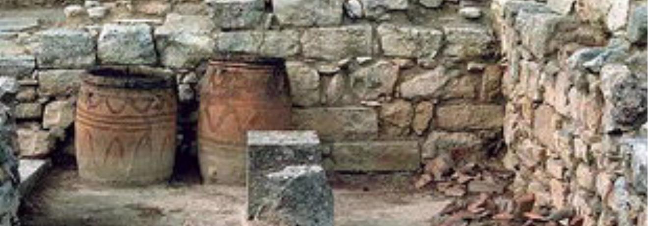 Large pithoi (storage jars) were found in the magazines of House A.