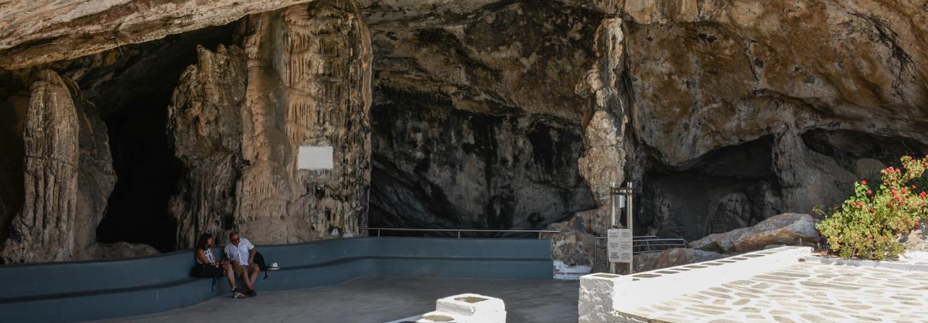 At Cave of Antiparos's entrance