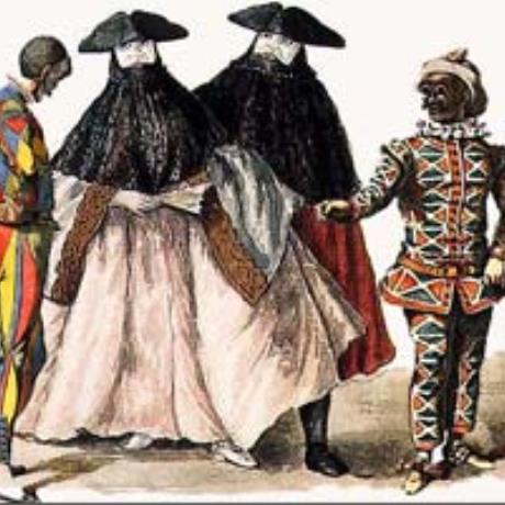 Kerkyra, characteristic types of the Corfiot Carnival of 18th century, CORFU (Town) IONIAN ISLANDS
