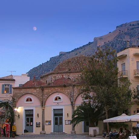 Palamidi fort and part of Nafplion's square, NAFPLIO (Town) PELOPONNISOS