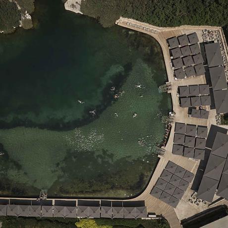 Lake Vouliagmeni from above, VOULIAGMENI LAKE (Lake) VOULIAGMENI