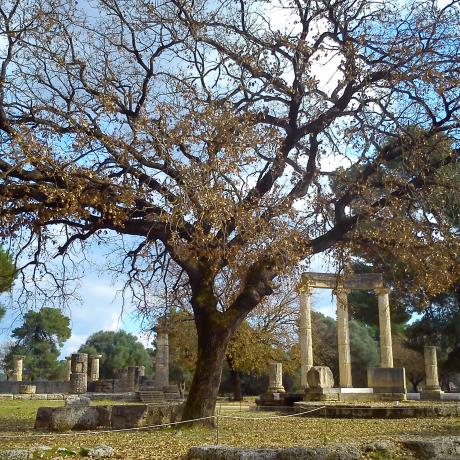 A memorial to the Macedonian royal  dynasty, Philippeion was dedicated by Philip II, king of Macedon. The monument was completed by Alexander the Great after the assassination of his father in 336 BC. , OLYMPIA (Ancient sanctuary) ILIA