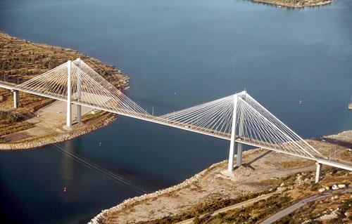 Aerial photo of the new bridge in Chalkida CHALKIDA (Town) EVIA