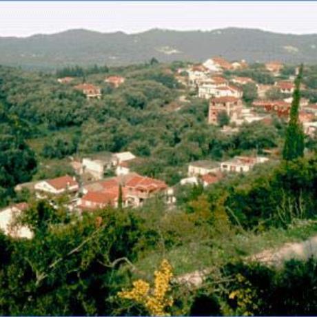 Agios Mattheos, view to village and to green hill, AGIOS MATTHEOS (Small town) CORFU