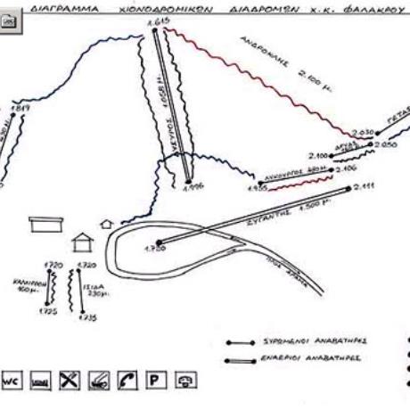 Falakro, a diagram of the ski centre's slopes, FALAKRO (Ski centre) DRAMA