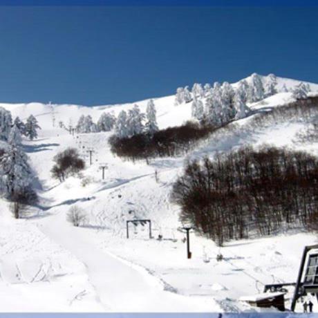 Vassilitsa, a white and black landscape under a blue sky, VASSILITSA (Ski centre) GREVENA