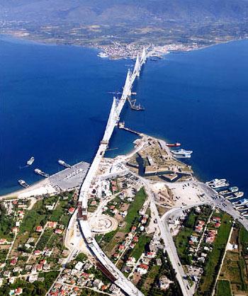 A panoramic view of Rio-Antirio bridge that is expected to change radically the geopolitical & economic landscape of the area  RIO (Port) PATRA