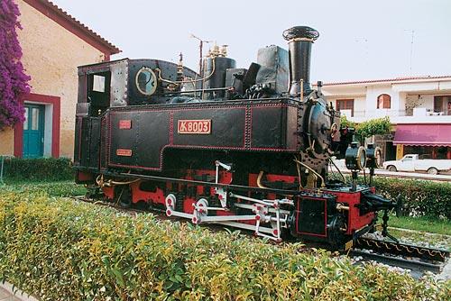 Diakopto, an old steam locomotive of the Railway that via Vouraikos Gorge ends to Kalavryta after crossing 22kms in 70 min. DIAKOPTO (Small town) EGIALIA