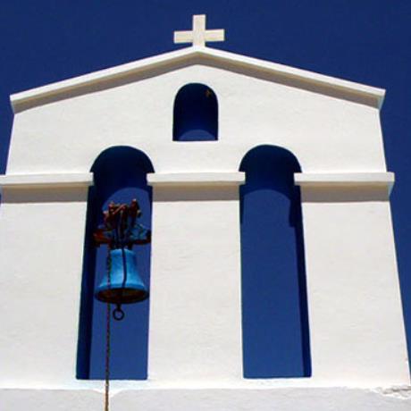 Dryopida, a church bell-tower in white Cycladean colour, DRYOPIDA (Village) KYTHNOS