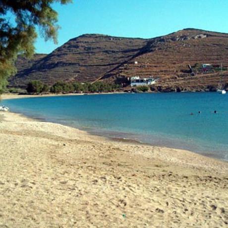 Apokrissi/Apokroussi, one of the longest seasides of Kythnos; it is sandy & shadowy, APOKRISSI (Settlement) KYTHNOS