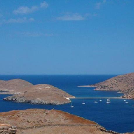 Agios Loukas, the islet is connected to the land by a narrow strip of sand, the Kolona beach , AGIOS LOUKAS (Small island) KYKLADES