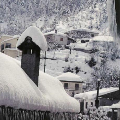 Amarandos, snowy roofs, AMARADOS (Village) KARDITSA