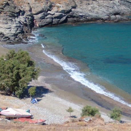Kanala, Megali Ammos beach is on the right bay beneath the church of Panagia Kanala, KANALA (Port) KYTHNOS