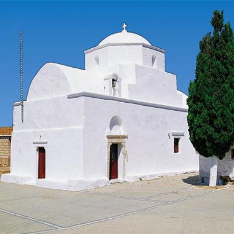 The monastery of Agia Marina, built in Chalaka, in a site with a magnificent view to the mouth of the Gulf of Milos, functioned as a monastery between 1672 and 1834 , RIVARI (Beach) MILOS