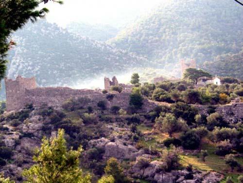 Egosthena, panoramic view of the castle with the basilica of St George EGOSTHENA (Ancient fortress) ATTICA, WEST