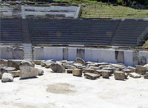 Ancient town of Thassos - the ancient theatre (5th c. b.C.) is located on the hill where is the archaeological site & hosts nowadays many ancient drama performances THASSOS (Ancient city) THASSOS