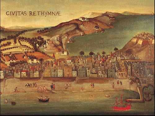 A Venetian era map of the town of Rethymno RETHYMNON (Town) CRETE