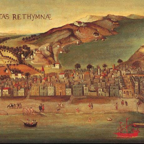 A Venetian era map of the town of Rethymno, RETHYMNON (Town) CRETE