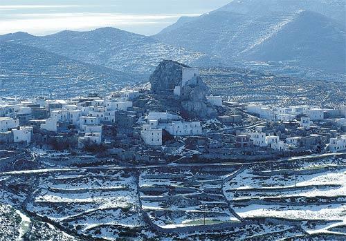 Amorgos - the capital of the island in snow AMORGOS (Village) AMORGOS
