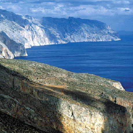 Amorgos - a breathtaking view of the oblong shape of the mountainous & barren island, AMORGOS (Island) KYKLADES