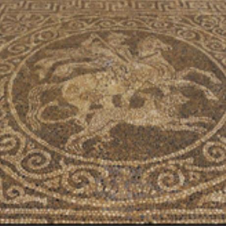 Olynthos archaeological site, a mosaic floor, OLYNTHOS (Ancient city) HALKIDIKI