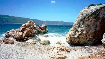 Agios Ioannis, rocks at the beach AGIOS IOANNIS (Village) ITHAKI