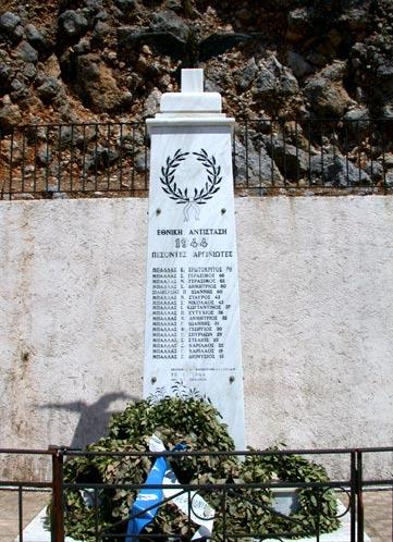 Monument dedicated to the National Resistance Fighters (Arginia). ARGINIA (Village) KEFALLONIA