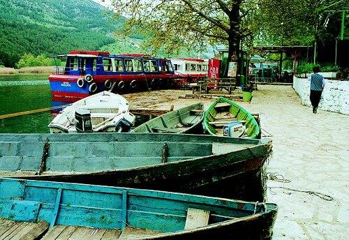 Boats in Nissi island, Ioannina NISSI (Island) IOANNINA