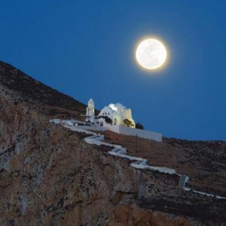 Full moon in Folegandros, the Church of Panagia, FOLEGANDROS (Island) KYKLADES