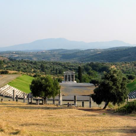 Stadium of Ancient Messini. Far back Saethidas Mausoleum, MESSINI (Ancient city) ITHOMI