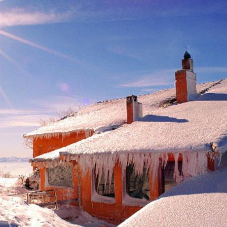 House with snow and icicles, CHANIA (Settlement) VOLOS