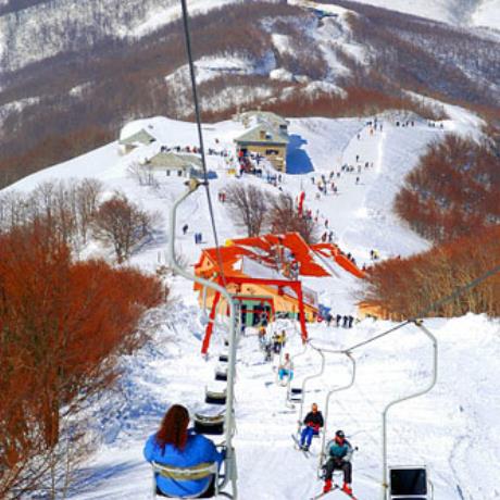 Pilio, a spectacular view of the snow-white slope & the facilities of the ski centre, PILIO (Ski centre) PELION