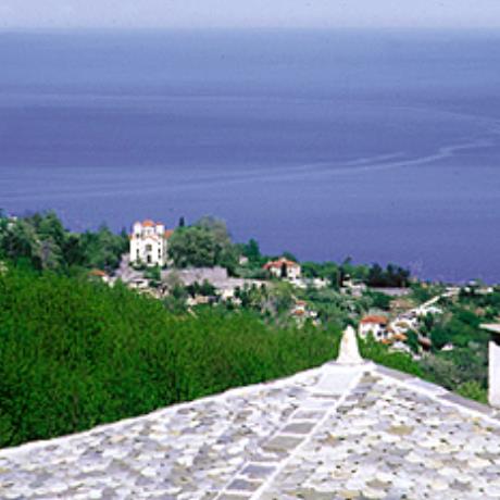 Traditional roofs looking at Aegean sea, AGIOS DIMITRIOS PELIO (Village) ZAGORA-MOURESI