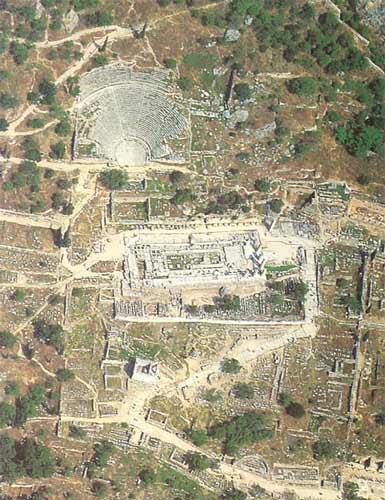 Delphi, aerial view of the archaeological site  DELFI (Ancient sanctuary) FOKIDA