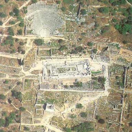 Delphi, aerial view of the archaeological site , DELFI (Ancient sanctuary) FOKIDA