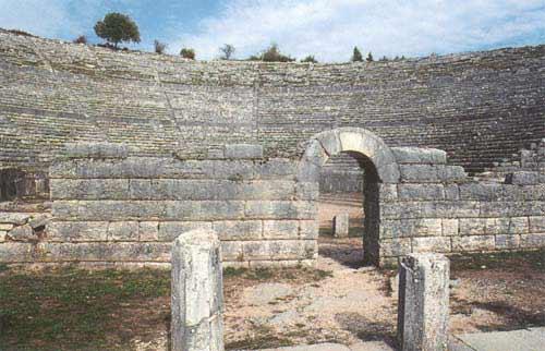 Detail of the theater of Dodone, the Basileios Gate  DODONI (Ancient city) IOANNINA