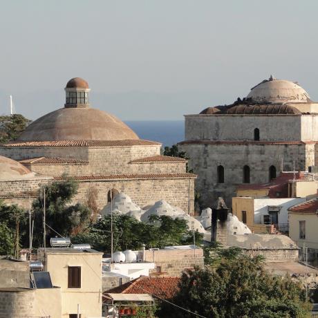  	Yeni Hamam or Public Baths (left) and Mustafa Pasha Mosque (right), Μedieval City of Rhodes., RHODES (Town) DODEKANISSOS